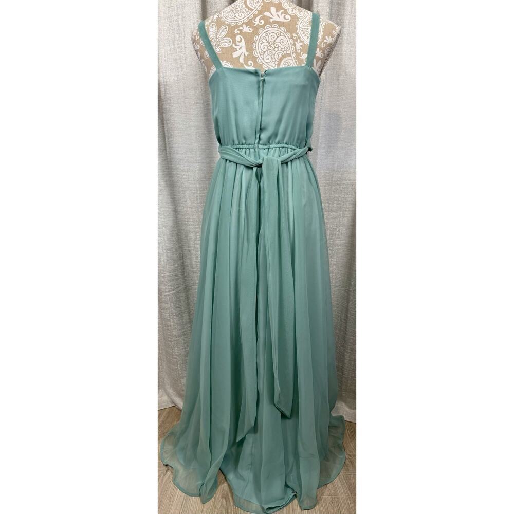 Jack Bryan Seafoam Chiffon Maxi Dress w/ Beaded Sheer Jacket – Size 10 - Picture 3 of 15
